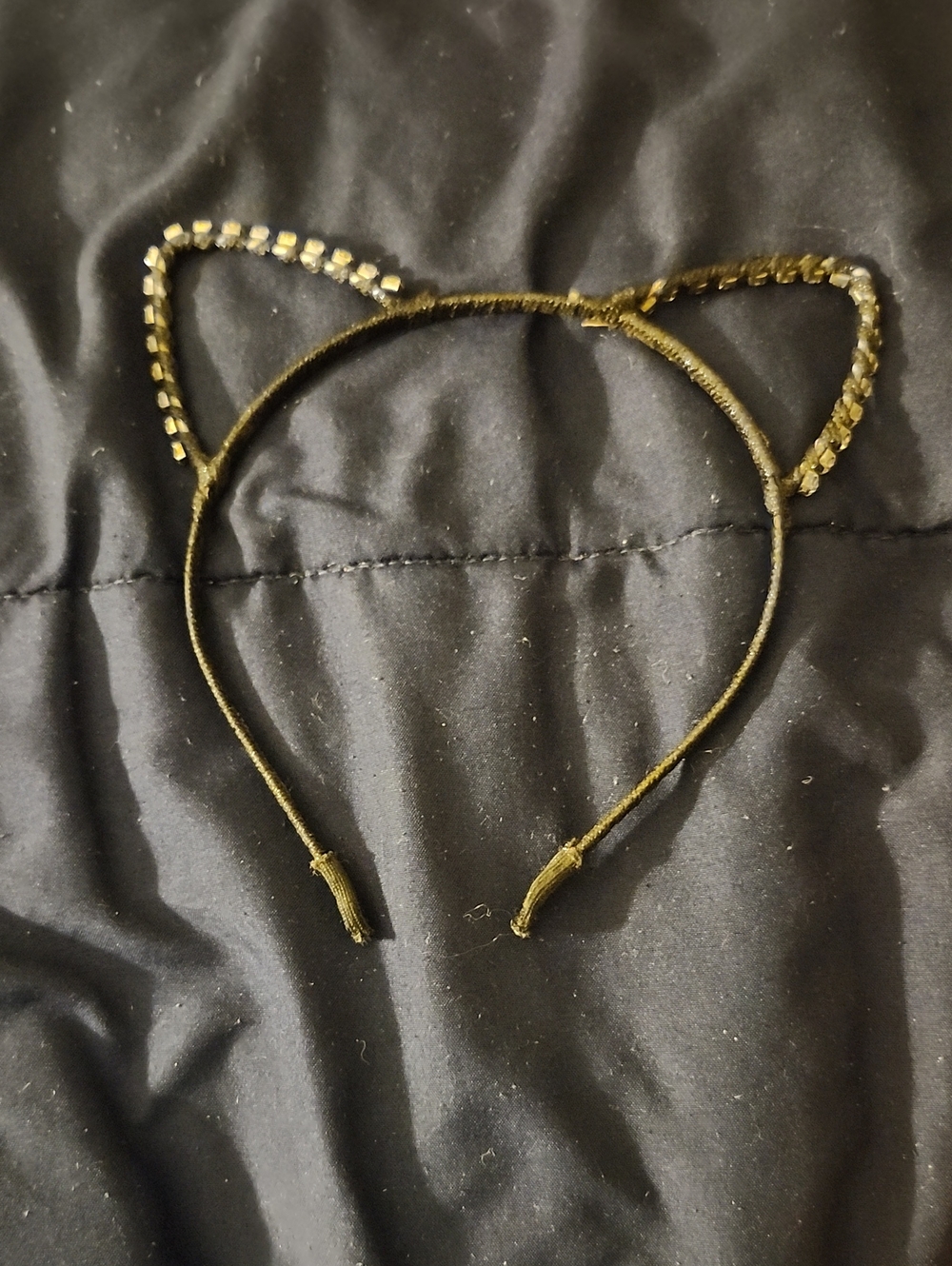 Black Cat Ear Headband with Rhinestone Accents